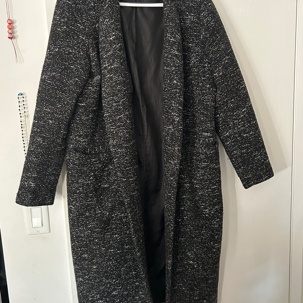 Women's Black Tweed Longline Coat